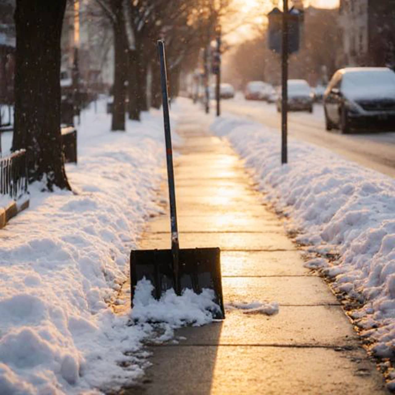 GaLaBau-Stiehler-Domeier-2025_102 Verschneiter Gehweg mit Schneeschaufel